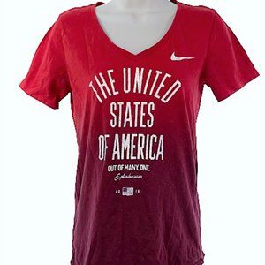 NIKE S Red Ombre 2016 USA Olympic Team V-neck Top!